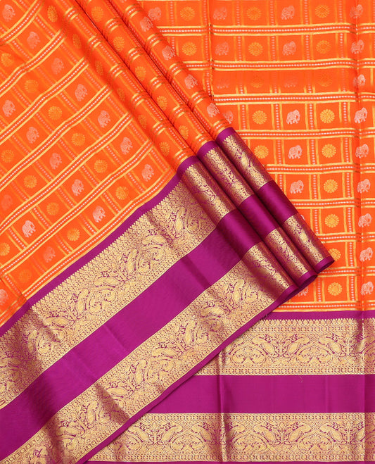 Orange Pure Silk Half-Saree