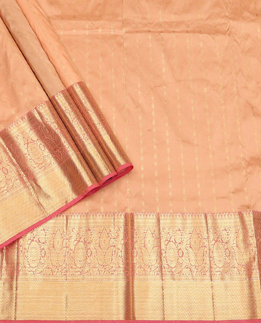 Cantaloupe Color Pure-Silk Half-Saree