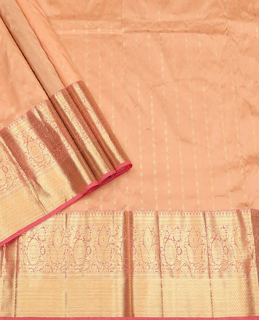 Cantaloupe Color Pure-Silk Half-Saree