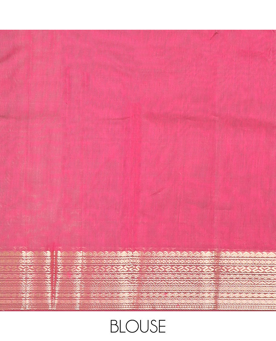 Red motifs silk cotton saree with self zari designb order & floral design pallu