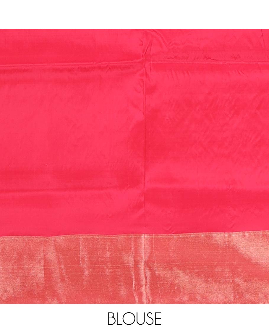 Green zari buttas Uppada saree, bavanji border, and contrast intricately designed pallu