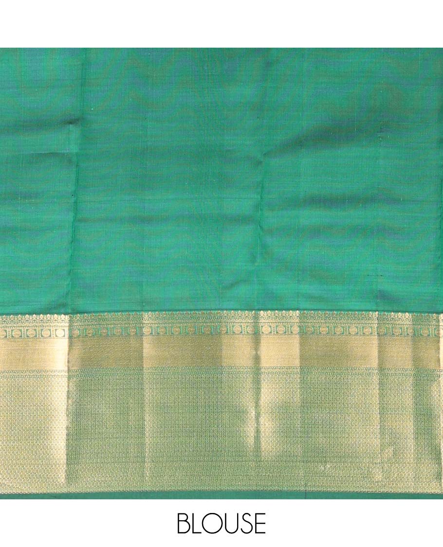 Green zari buttas Vasundhara silk mix saree, traditional zari border & pallu of jaal design