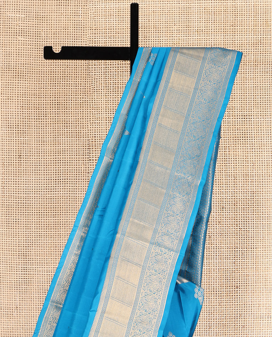 Blue Vasundhara Lite Silk Mix Saree, Elevated with Zari Buttas, Highlighted by Traditional Zari Border, Pallu of Neli Designs, and a Matching Blouse