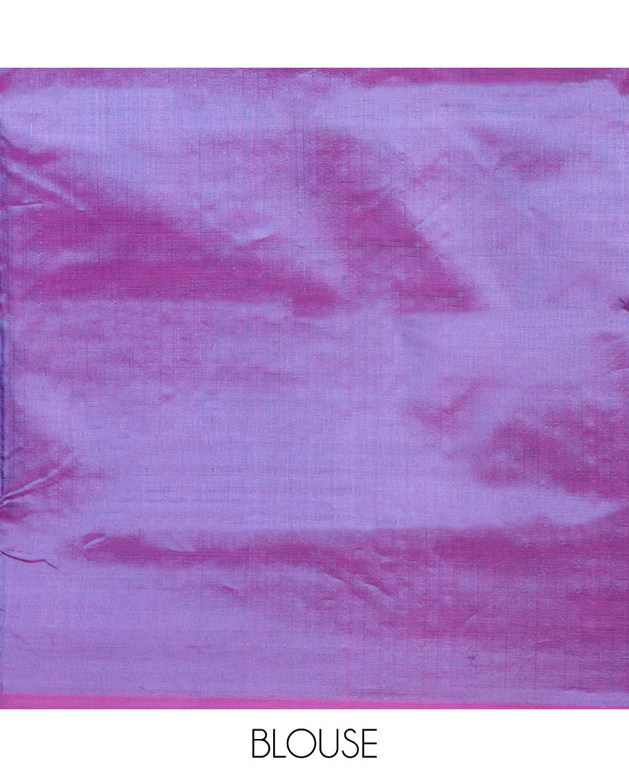 Borderless green buttas Banana pith saree, contrast pallu of buttas