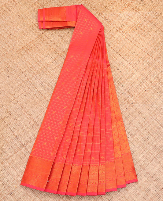Pink Budget Silk Saree, Embellished with Zari Buttas and Checks All Over Its Body, Highlighted by a Traditional Zari Design Border, Grand Pallu, and Paired with a Matching Blouse