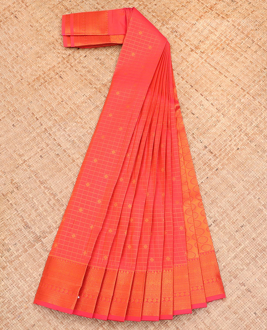 Pink Budget Silk Saree, Embellished with Zari Buttas and Checks All Over Its Body, Highlighted by a Traditional Zari Design Border, Grand Pallu, and Paired with a Matching Blouse