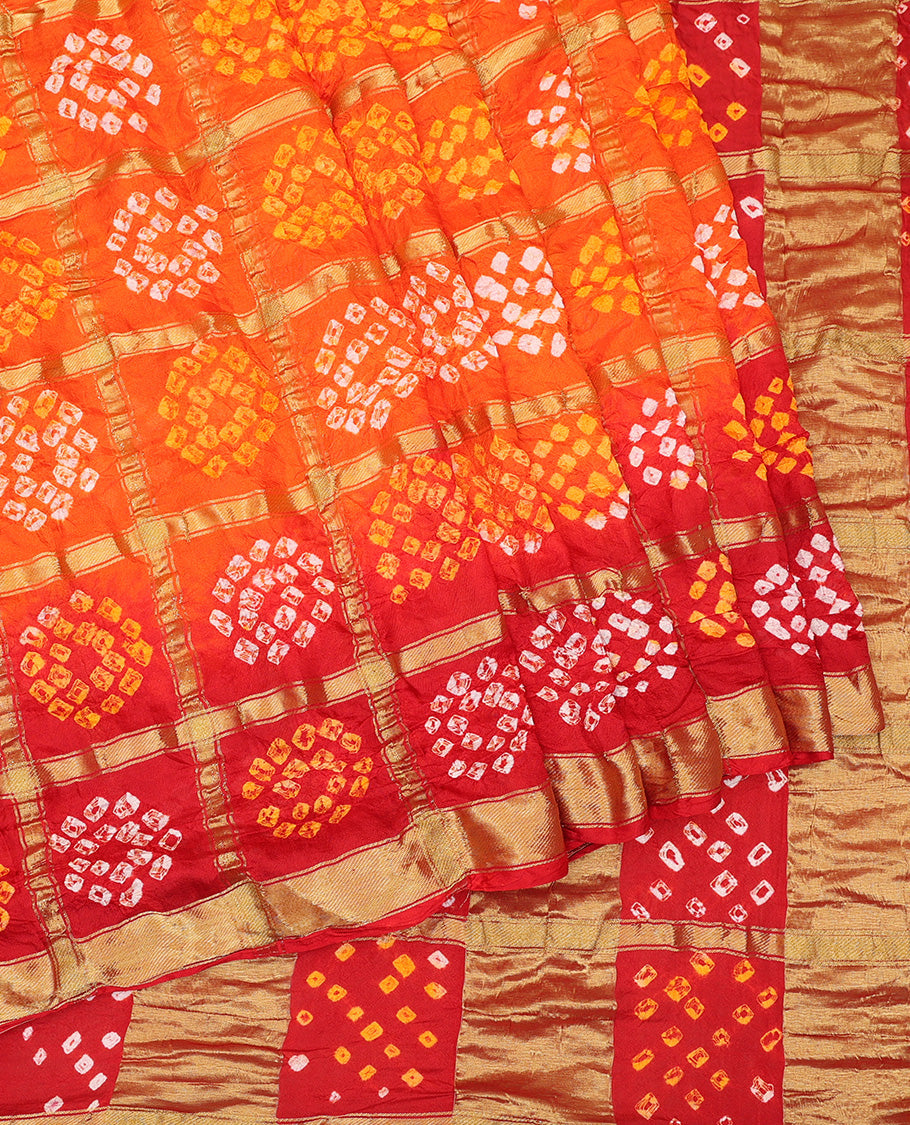 Orange Bandhani Dola Silk Saree