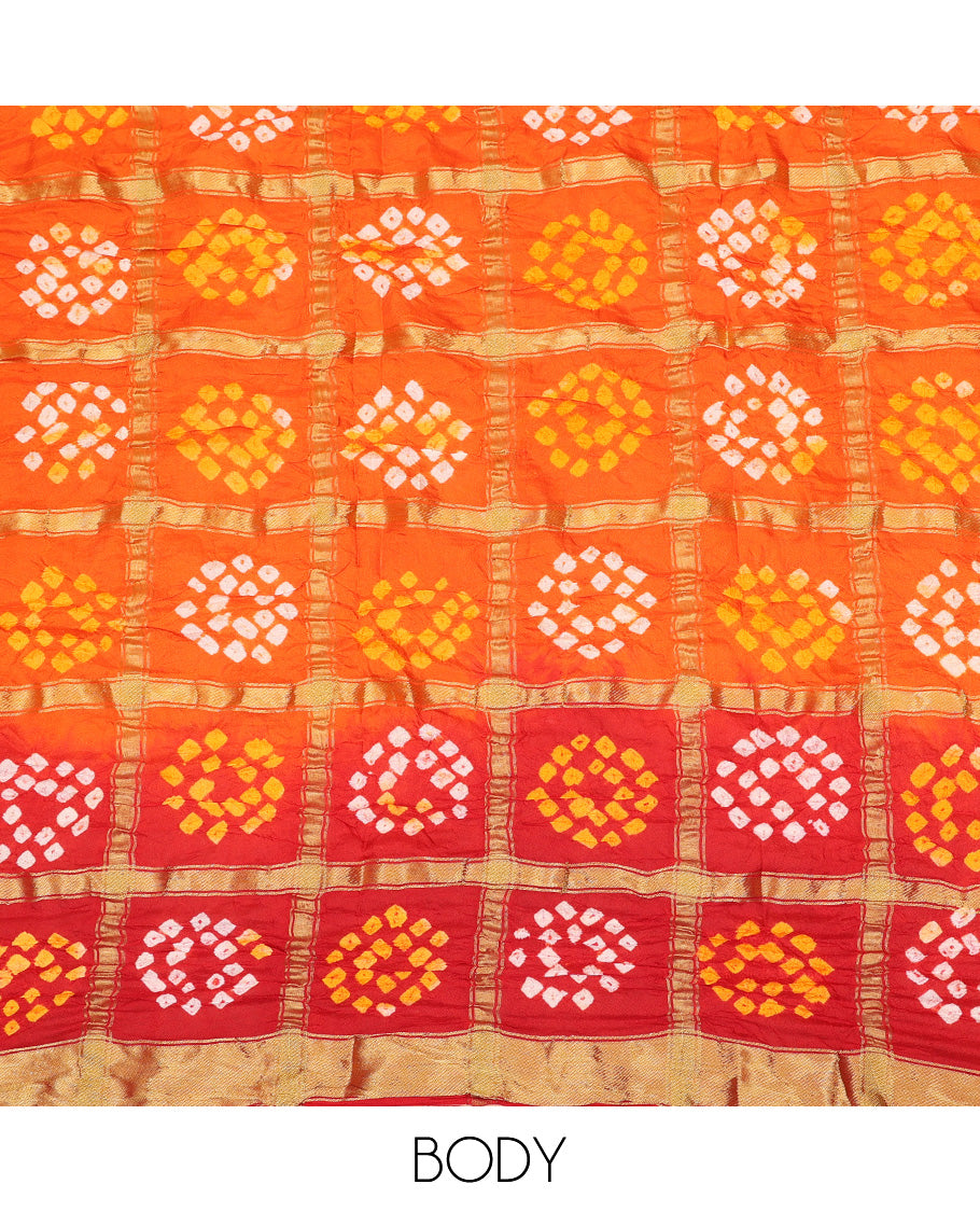 Orange Bandhani Dola Silk Saree