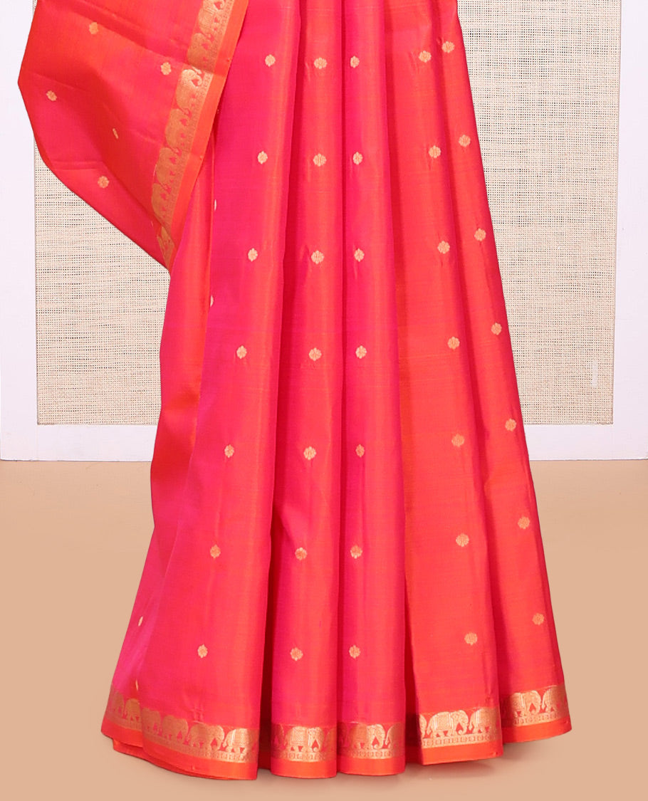 Orange-Pink Zari Butta Vasundhara Silk Saree