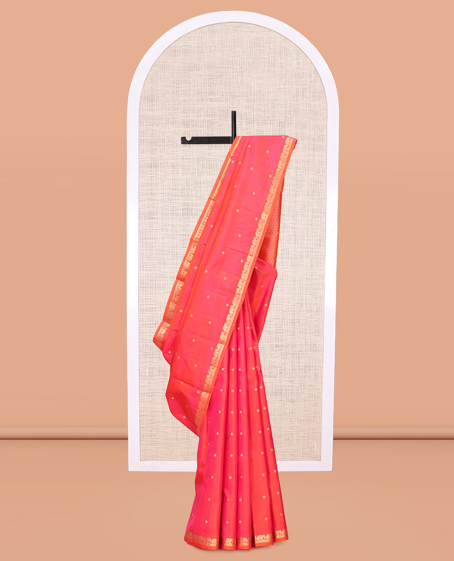 Orange-Pink Zari Butta Vasundhara Silk Saree