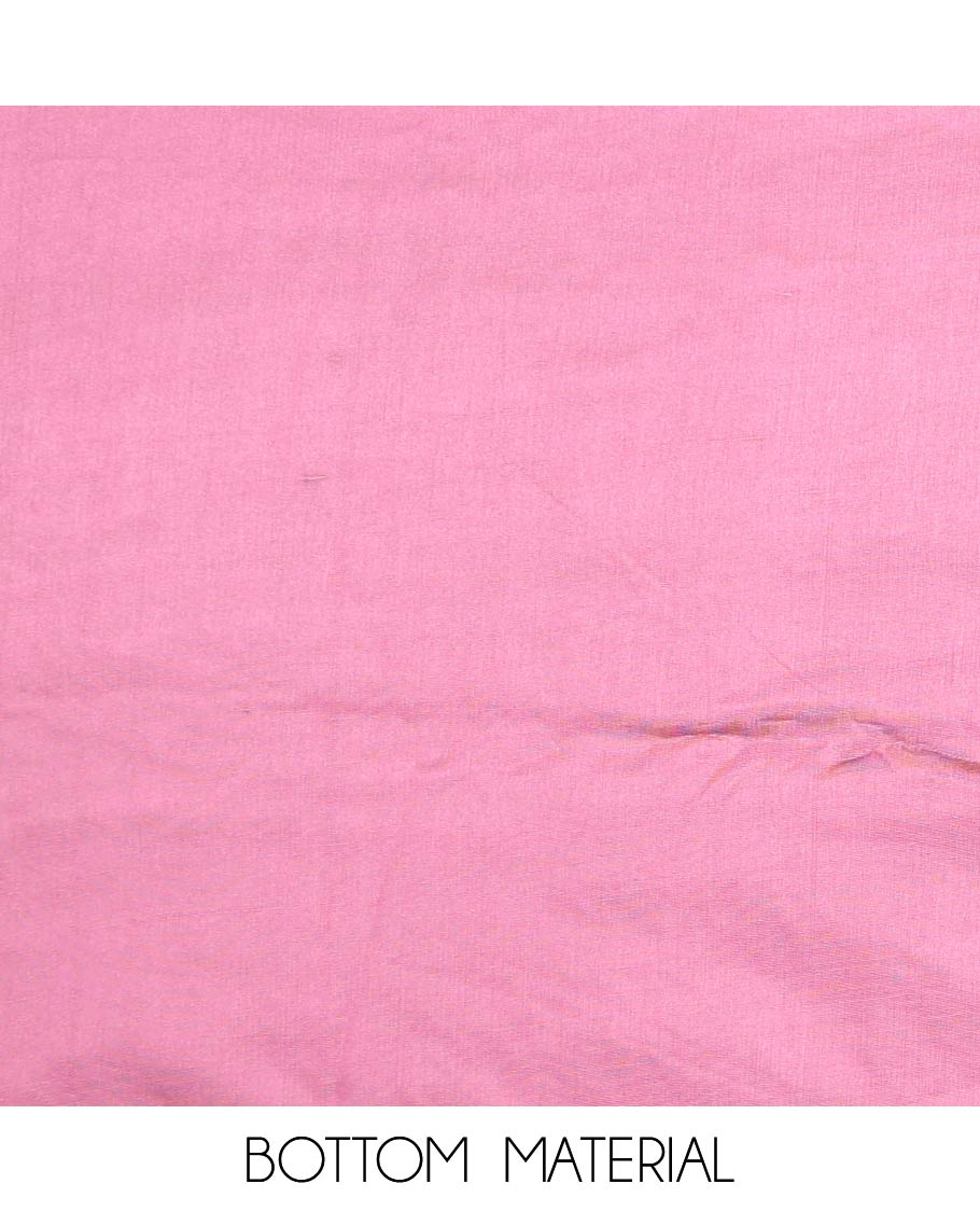 Pink chudidhar material set,floral vine design printed organza top,plain bottom & floral vine embroidery organza dupatta