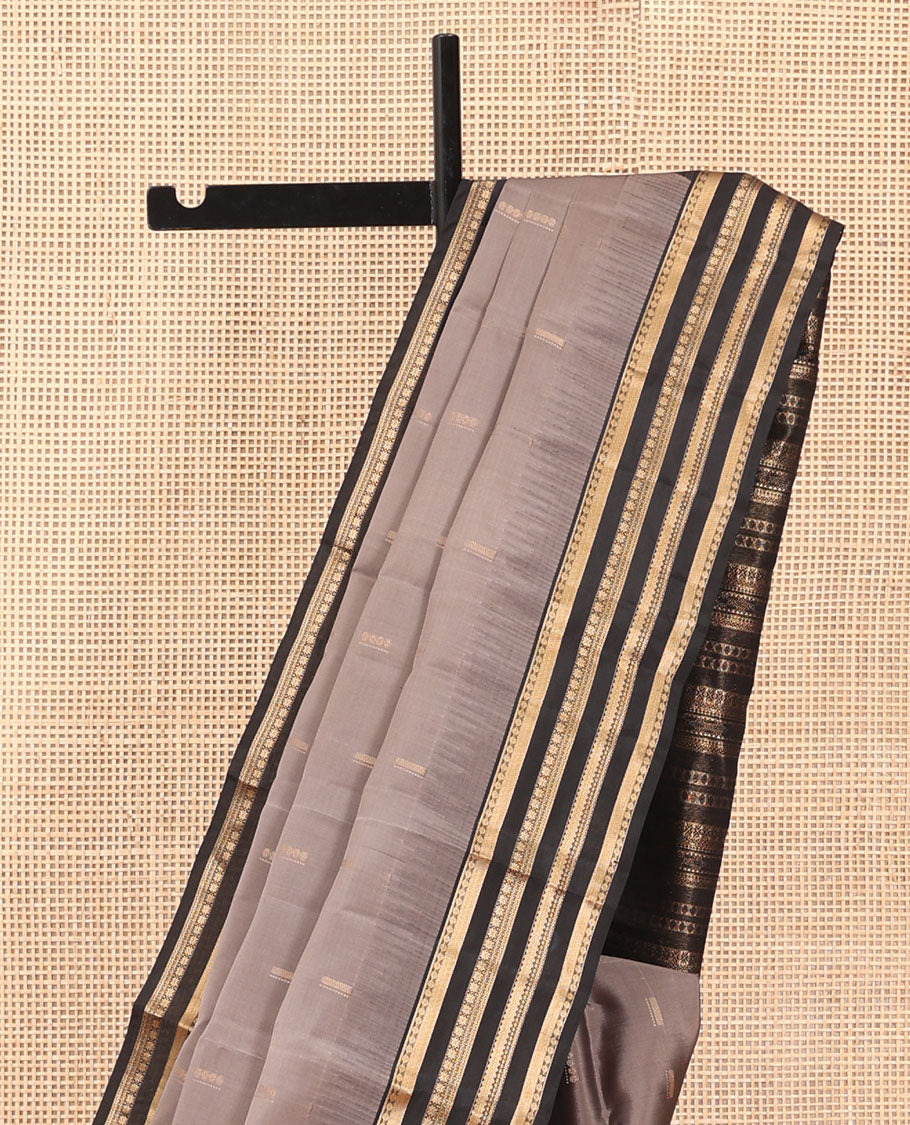 Grey Buttas Vasundhara Lite Silkmix Saree, a Contrast Varisai Pettu Border, Grand Pallu, Contrast Blouse