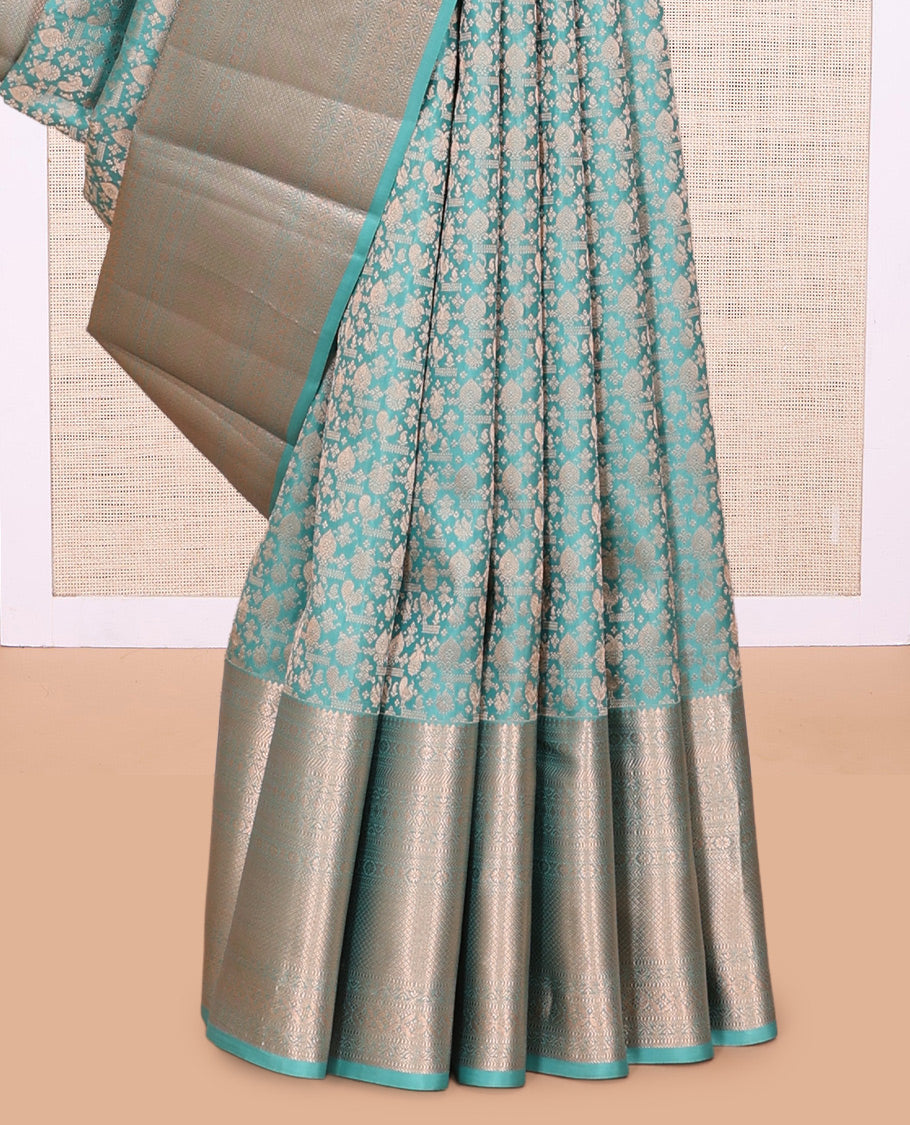 Blue Jacquard Kanchipuram Wedding Silk Saree
