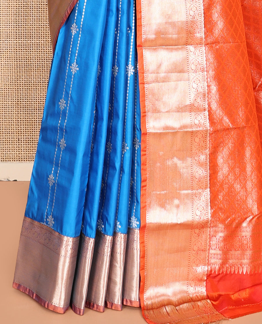 Blue Zari Butta Gift Saree