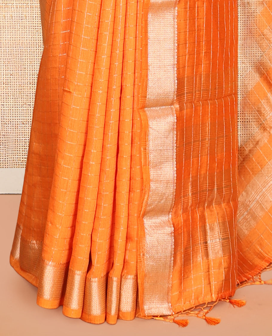 Orange Assam Silk Saree