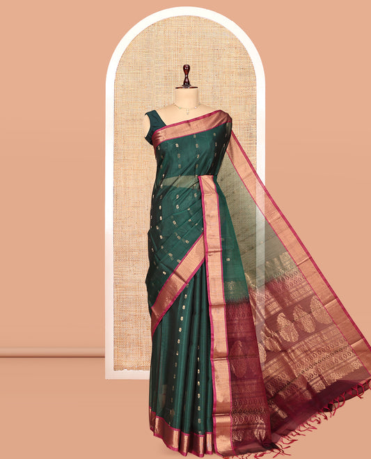 Green Butta Silk Cotton Saree