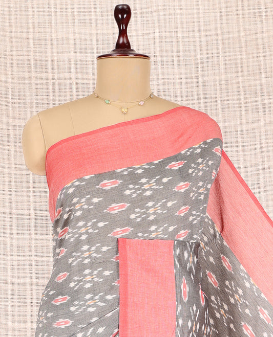 Grey Pochampally Ikat Cotton Saree