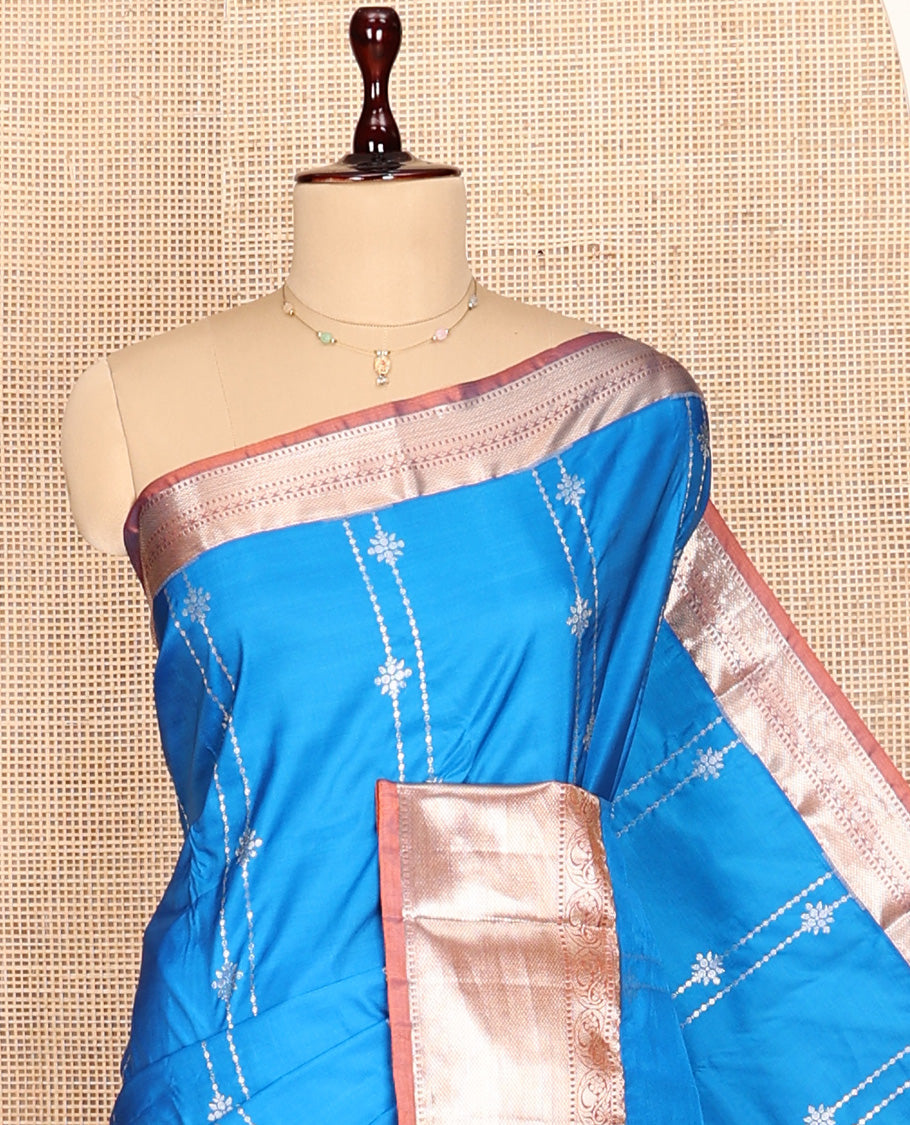 Blue Zari Butta Gift Saree