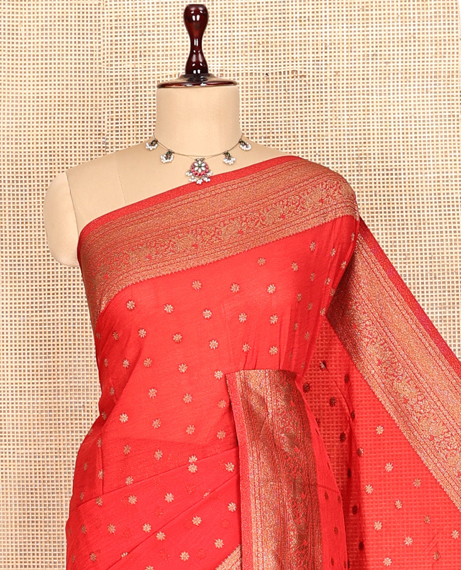 Red Fancy Crepe Saree