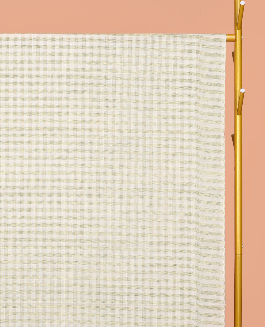 Borderless Pale Yellow Checked Chirala Cotton Saree, a Self-Pallu, and a Matching Blouse