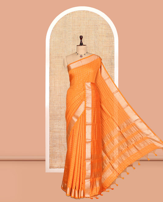 Orange Assam Silk Saree