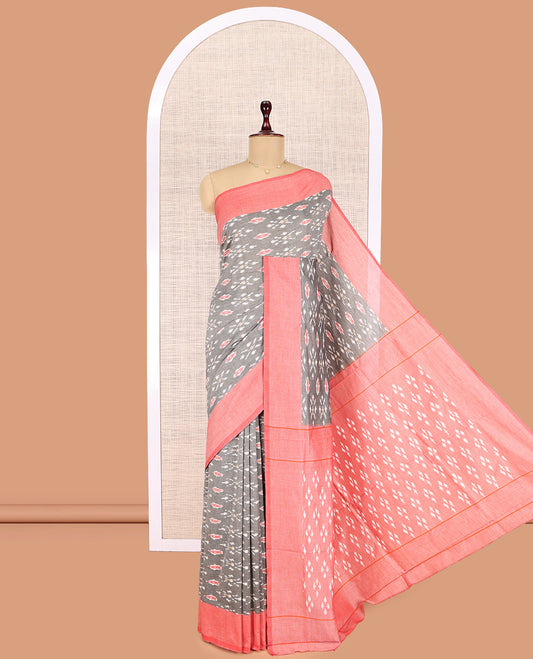Grey Pochampally Ikat Cotton Saree