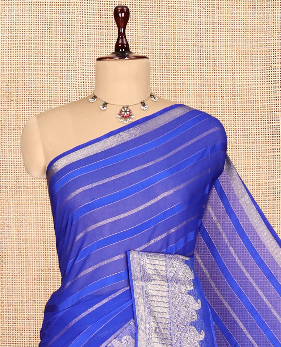 Royal Blue Semi Mysore Silk Saree