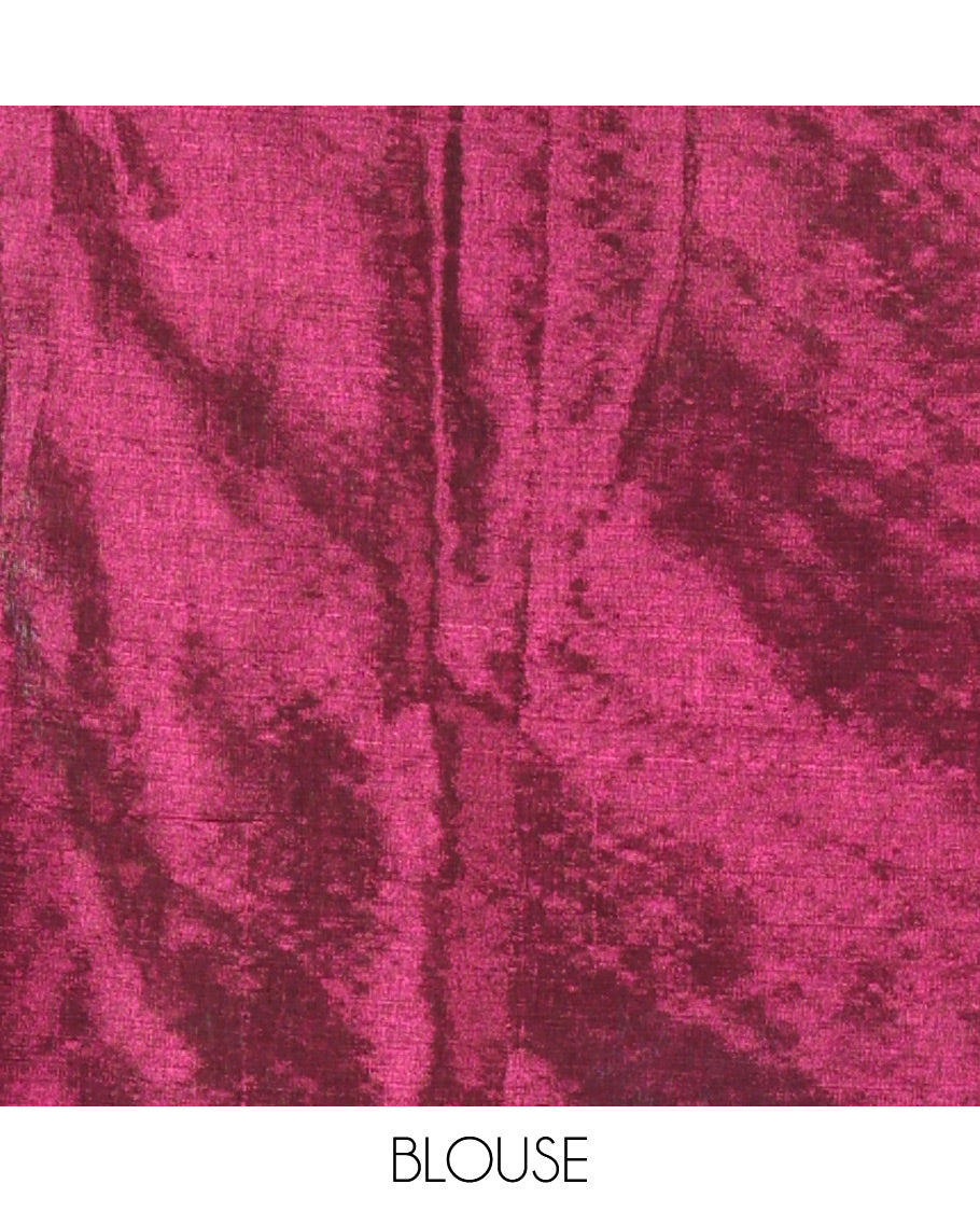 Borderless magenta plain khadi tissue saree self pallu with tassels  and a matching blouse