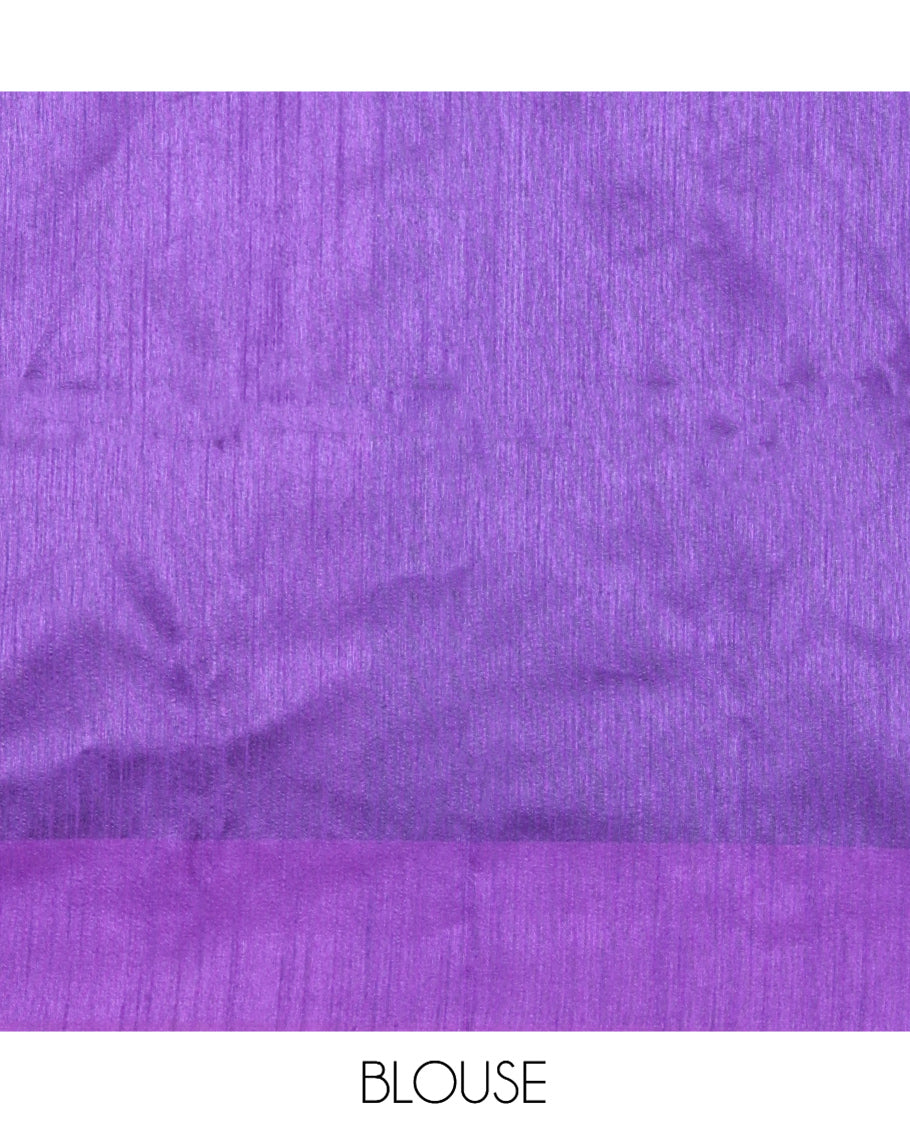 Black Semi-Raw Silk Saree, Sparsely Woven with Zari Buttas, Complemented by Contrast Zari Border, Striped Pallu, and a Contrast Blouse