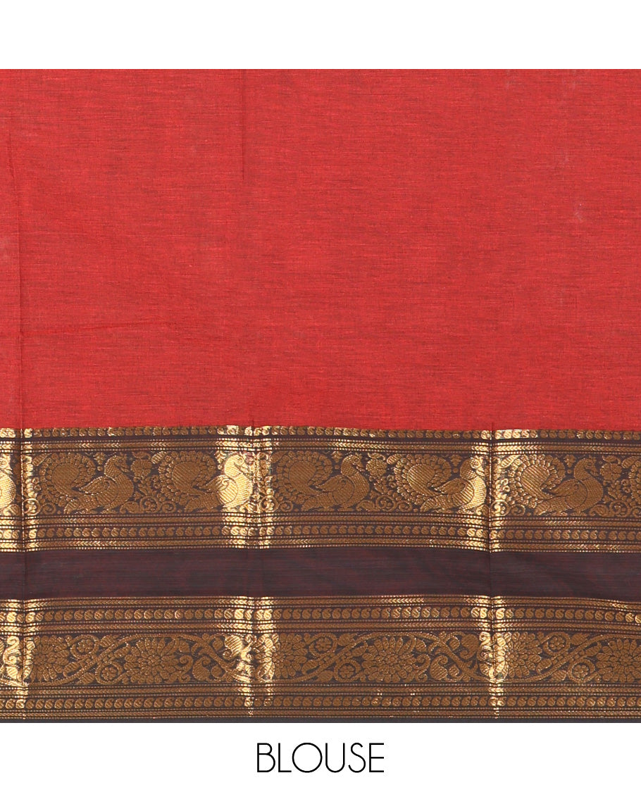 Maroon Plain Chettinad Cotton Saree
