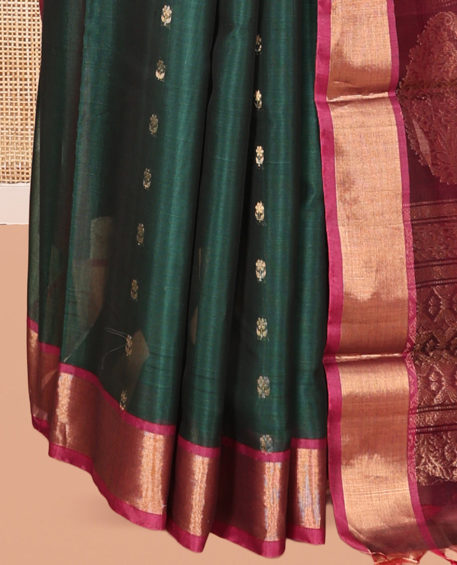Green Butta Silk Cotton Saree