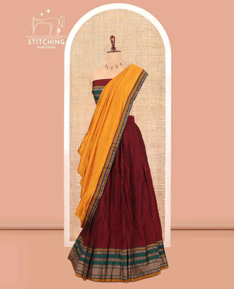 Maroon Mercerised Cotton Half-Saree