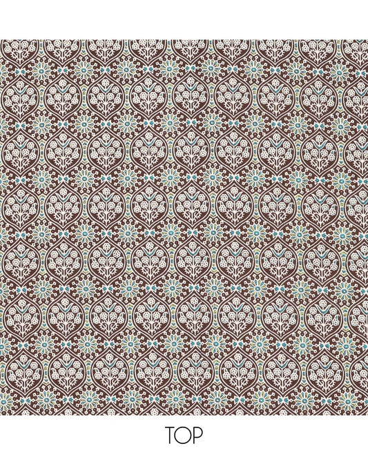 Brown chudidhar material set , ogee design top with intricate design bottom & floral design dupatta