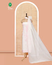 Cream Mul Chanderi Material Churidar, Floral Embroidery Top, a Plain Santoon Bottom, a Embroidered Dupatta