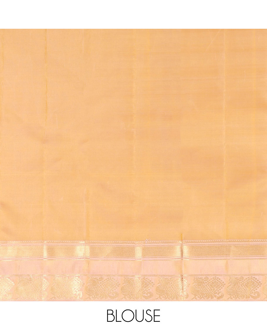 Yellow Vasundhara Lite Silk Mix Saree, Detailed with Mayil Buttas, a Contrast Mayil Border, an Intricate Pallu, and a Matching Blouse