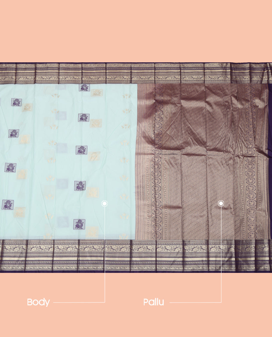 Blue Contrast Budget Silk Saree