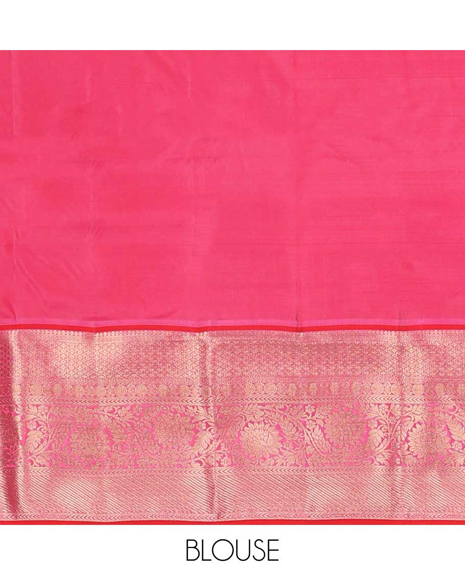 Blue floral buttas vasudhara elite silk saree with contrast intricate zari design border & floral, checked design pallu