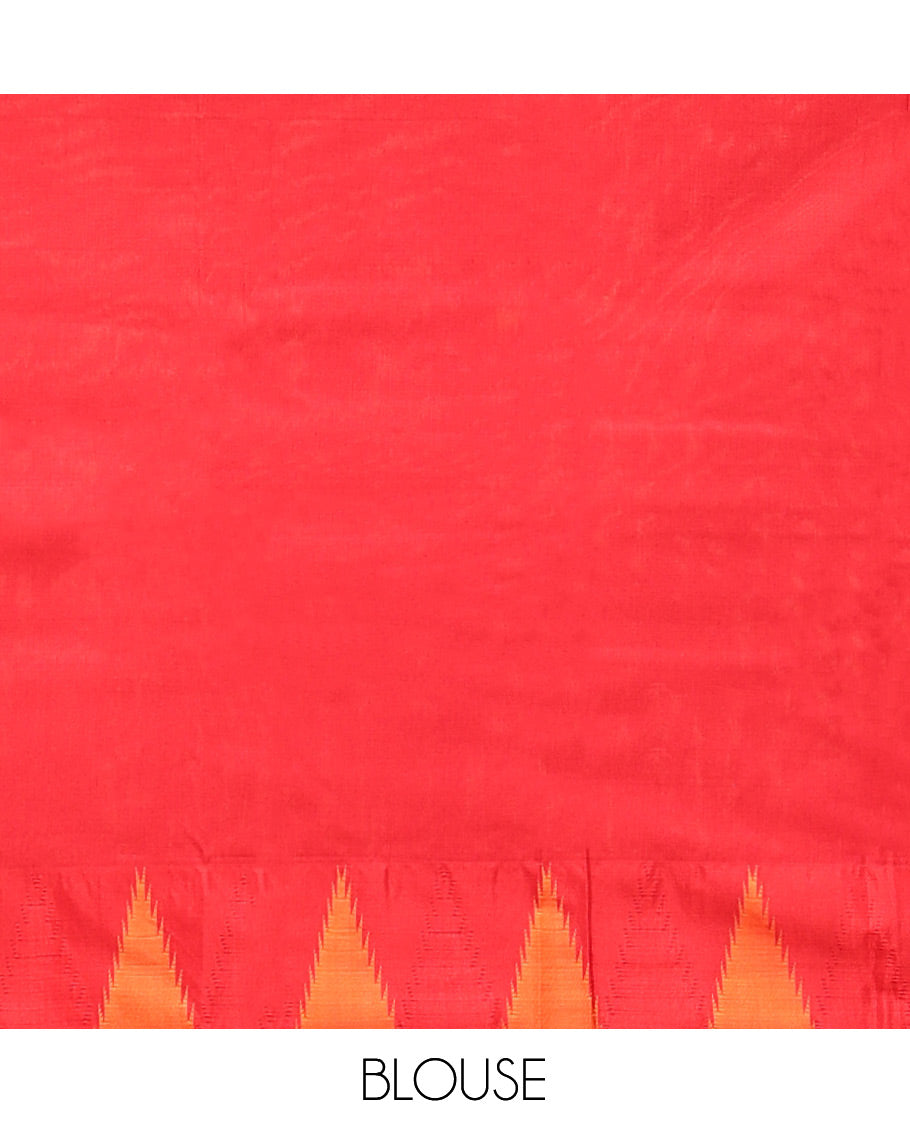 Blue Plain Bangalore Silk Saree, Complemented by a Contrast Temple Border, Pallu of Stripes, and a Contrast Blouse