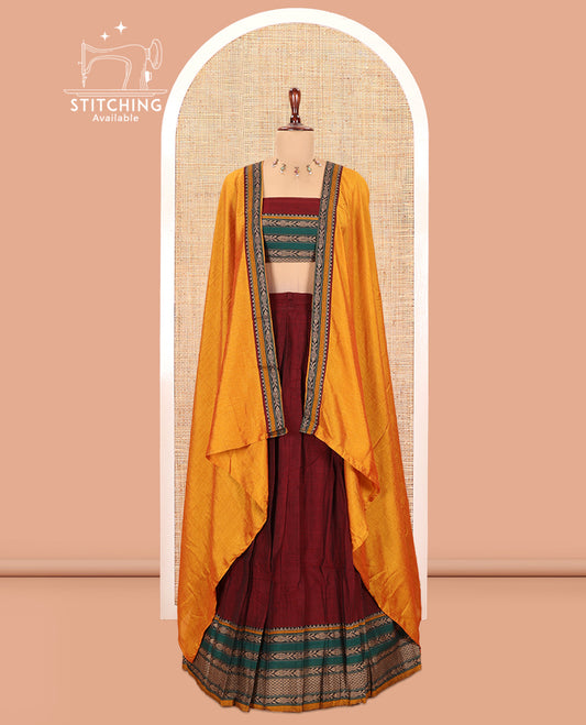 Maroon Mercerised Cotton Half-Saree