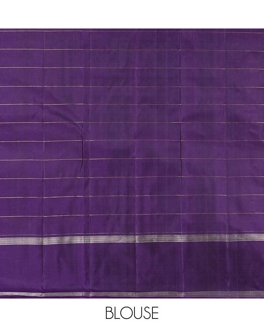 Multi-Color Checked Kanchipuram Silk Saree, Complemented by a Contrast Bodi Border, Checked Pallu, and a Contrast Blouse