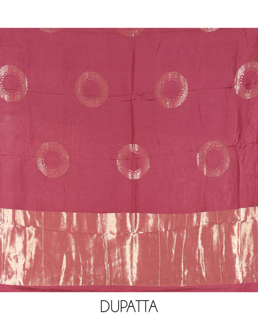 Light Maroon Mul Chanderi Tissue Material Chudidar Set