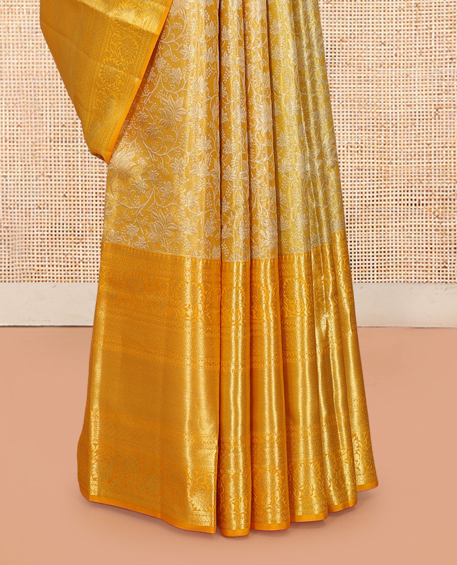 Yellow Kanchipuram Tissue Silk Saree