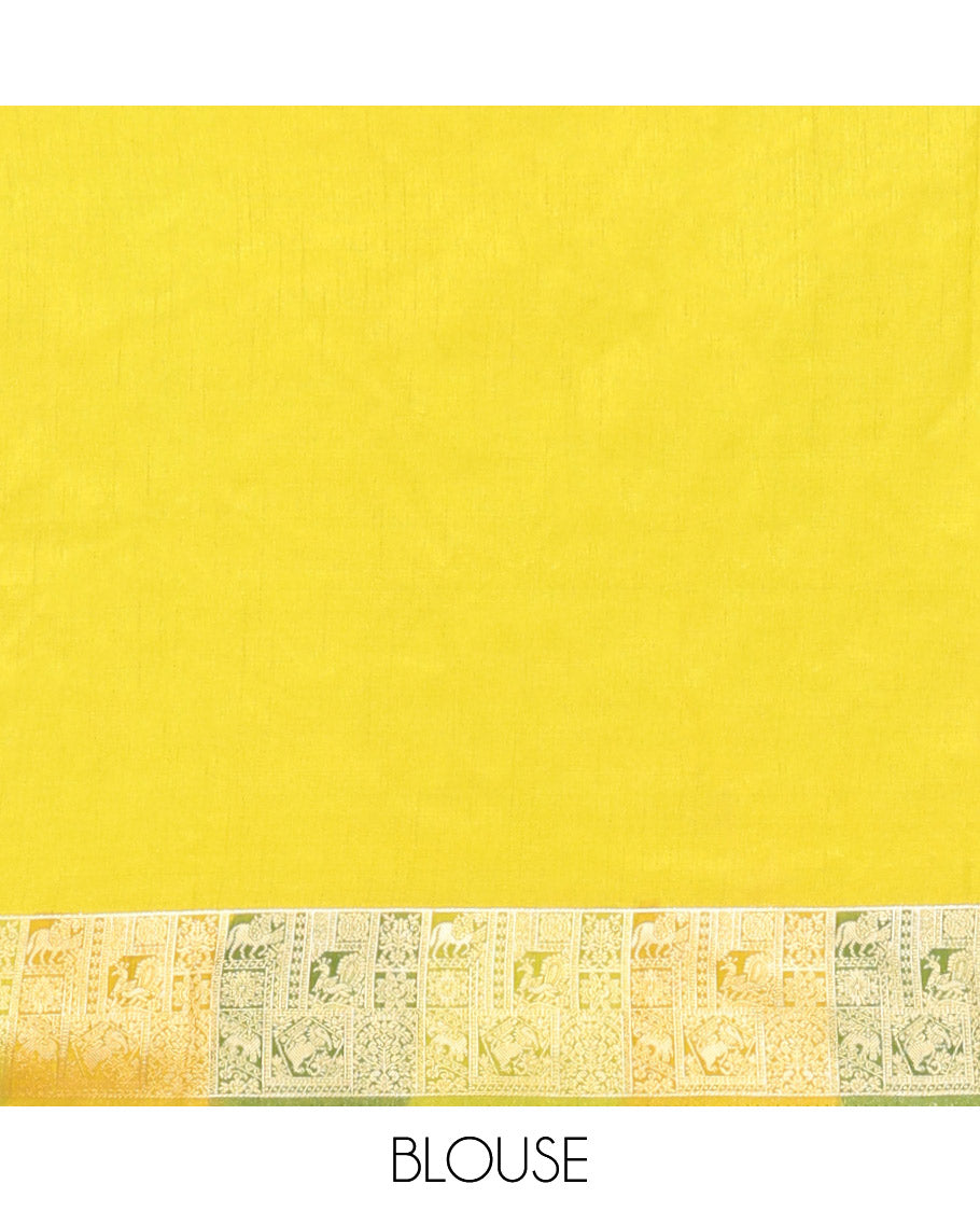 Olive Green Zari Motifs Fancy Raw Silksaree, Contrast Intricate Zari Border, Matching Blouse