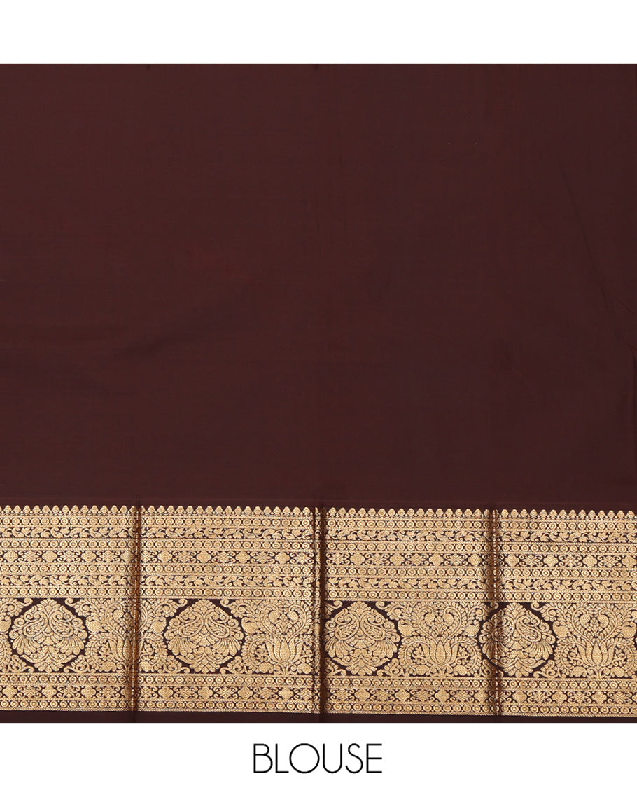 Lavender Budget Silk Saree, Woven with Zari Buttas, a Contrast Traditional Border, Grand Pallu, and a Contrast Blouse