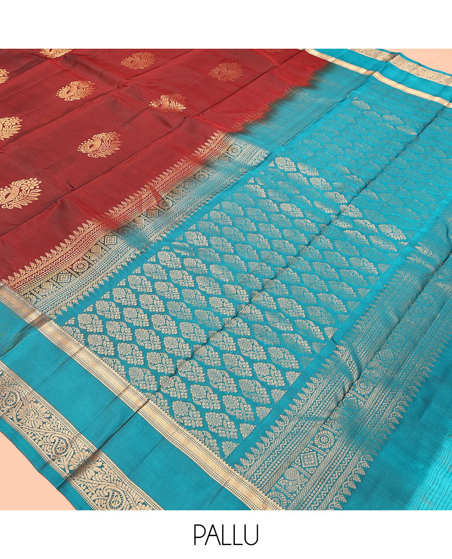 Red Mayuri Lite Silk Mix Saree