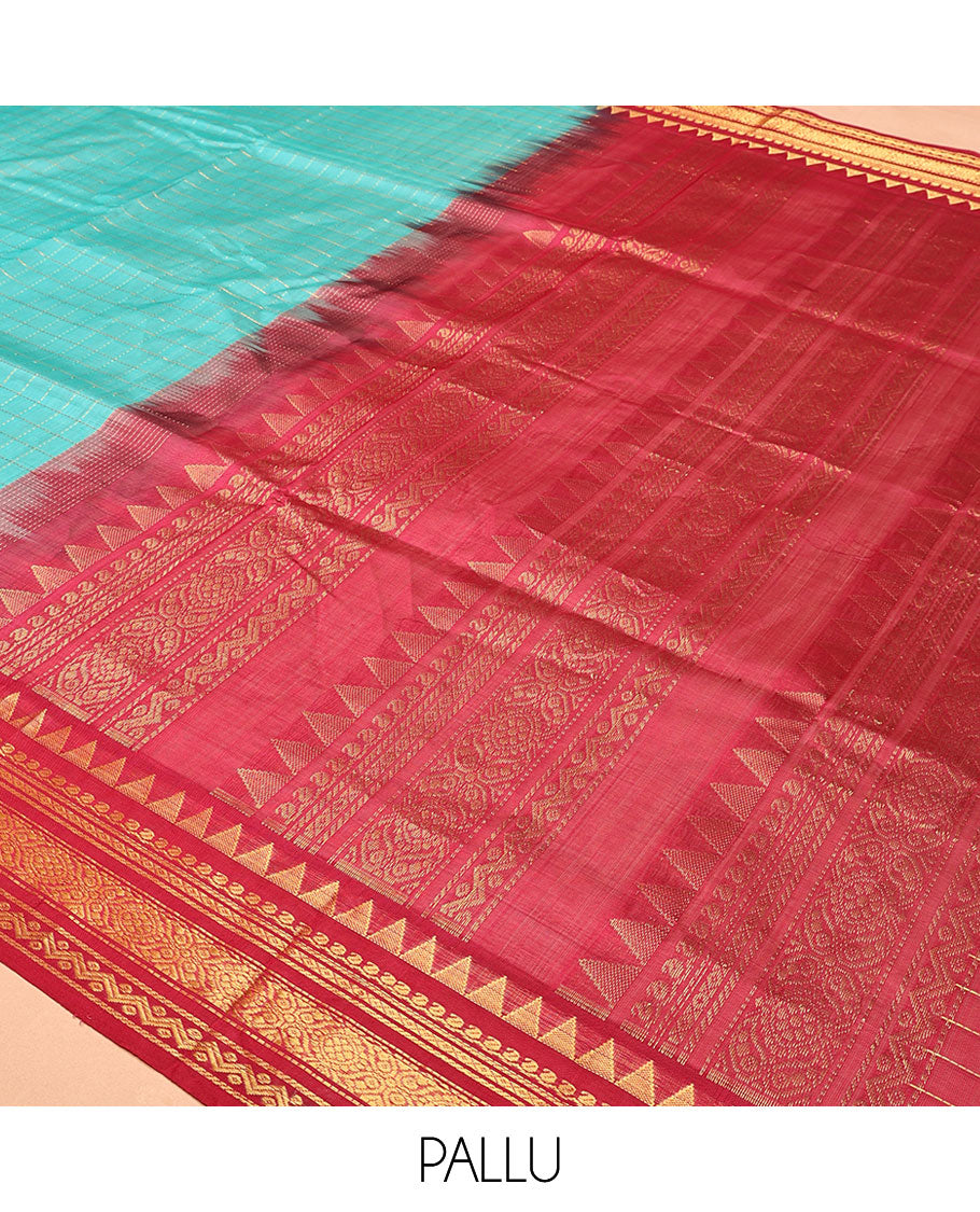 Blue Zari Checks Kuppadam Silk Saree