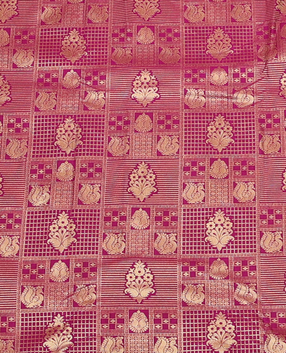Purple Art Silk Material Half Saree Featuring Jacquard Skirt, a Contrast Traditional Zari Design Border, Contrast Blouse, and an Intricate Dhavani
