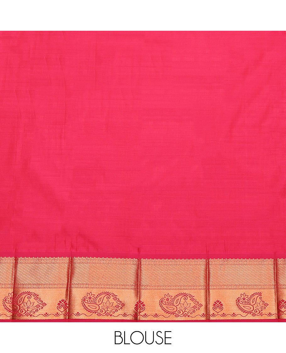 Blue Budget Silk Saree, Boldy Beautified with Lotus Jacquard, Complemented by a Contrast Traditional Zari Border, Grand Pallu and a Contrast Blouse