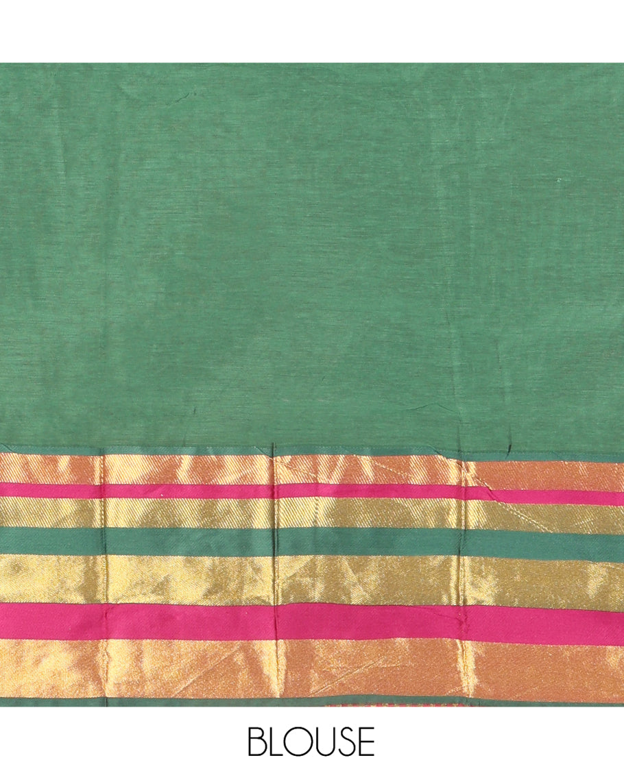 Green Semi-Silk Half-Saree