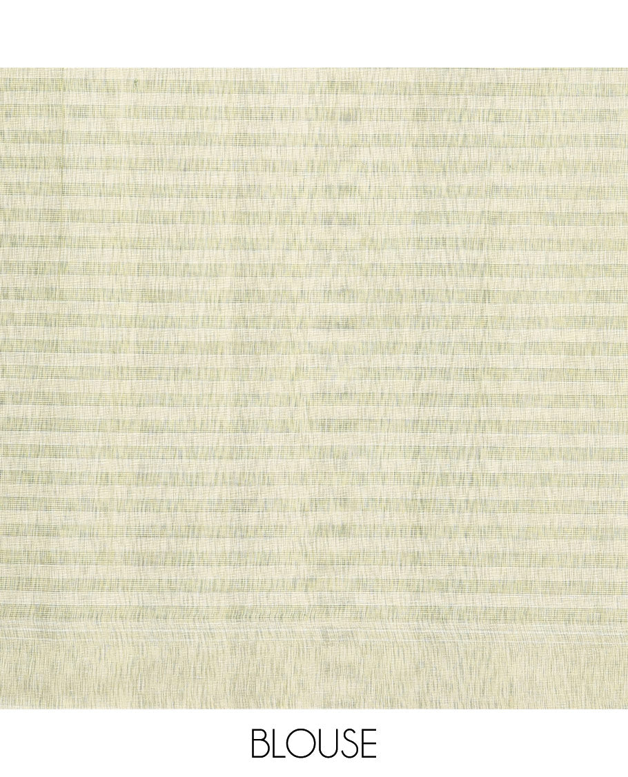 Borderless Pale Yellow Checked Chirala Cotton Saree, a Self-Pallu, and a Matching Blouse